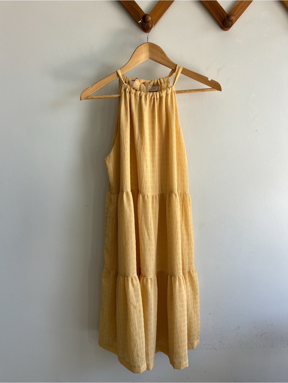 NWT A New Day Pale Yellow Tiered Halter Dress - Picture 3 of 6